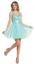 Floral Beaded Bust Tulle Short Formal Prom Dress  in Turquoise/Nude